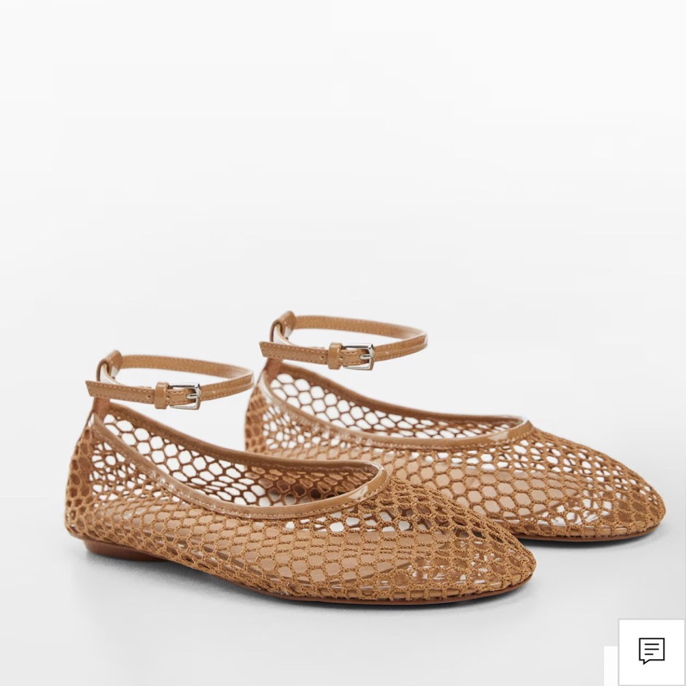 NWT Mango BALLET FLATS WITH MESH BRACELET